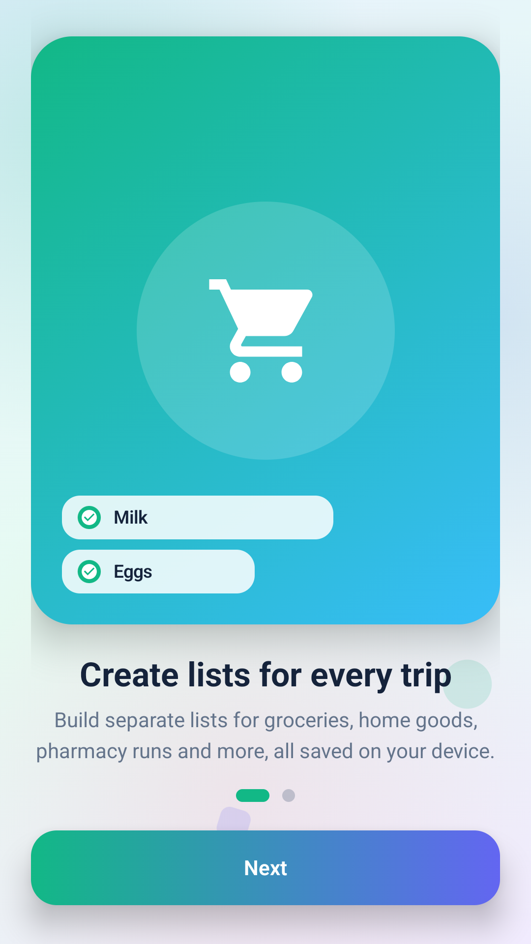 Listify Shopper shopping lists and tracking features